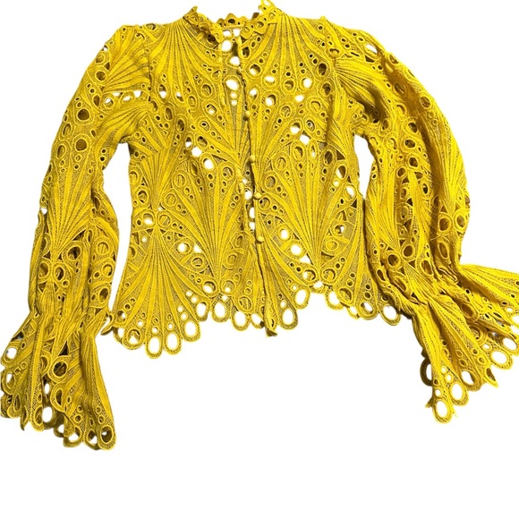Elegant Yellow Lace Blouse - Picture 5 of 8